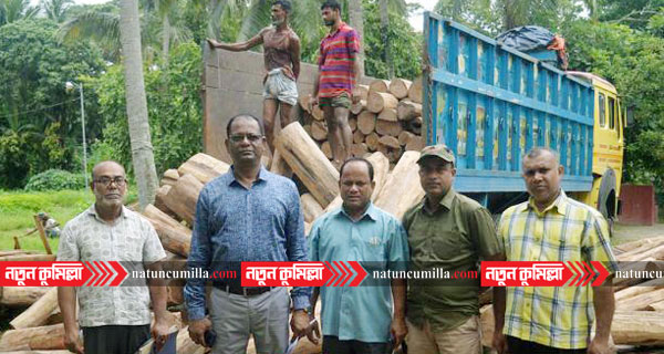 কুমিল্লায় ট্রাক বোঝাই অবৈধ সেগুন কাঠ জব্দ